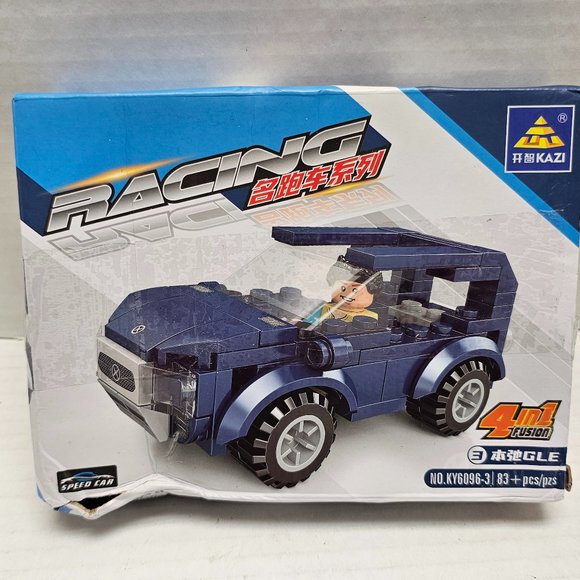Kazi Racing Speed Blue Car Japan 4 in 1 Fusion Building Figure Model KY6096-3 - Picture 1 of 9